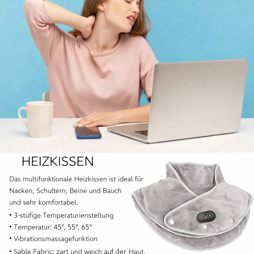 Nackenmassage | Schulter Massagekissen | Wärme und Vibration | ThermoLiva