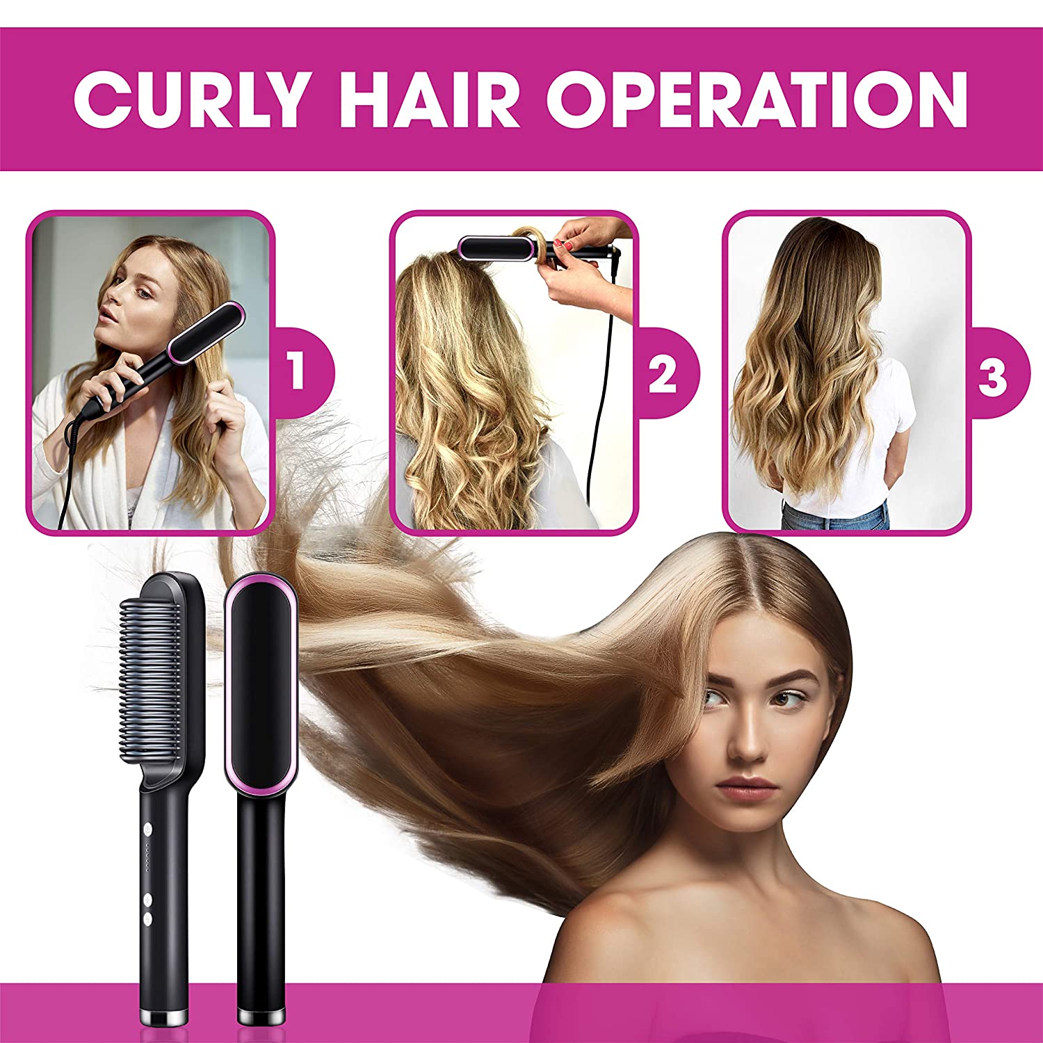 Nano-Titan® Haarbürste + Glätteisen 2in1