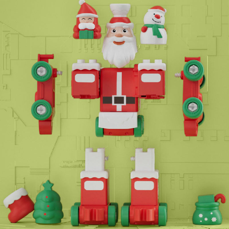 Transformierender Weihnachtszug Roboter | 2in1 Verwandlung ohne Werkzeug | Leuchtende Weihnachtsdetails für Kinder 9