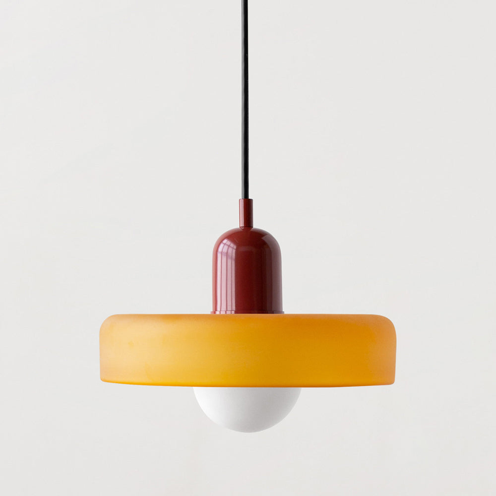 Glas-Pendelleuchte Bauhaus-Stil | Rundes Buntglas mit verstellbarer Hängehöhe | Ideal für Wohnzimmer, Küche und Flur 19