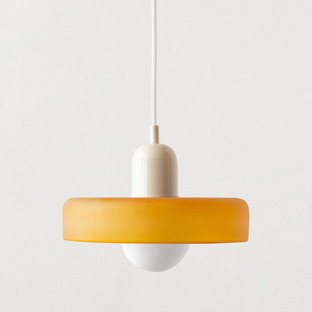 Glas-Pendelleuchte Bauhaus-Stil | Rundes Buntglas mit verstellbarer Hängehöhe | Ideal für Wohnzimmer, Küche und Flur 29