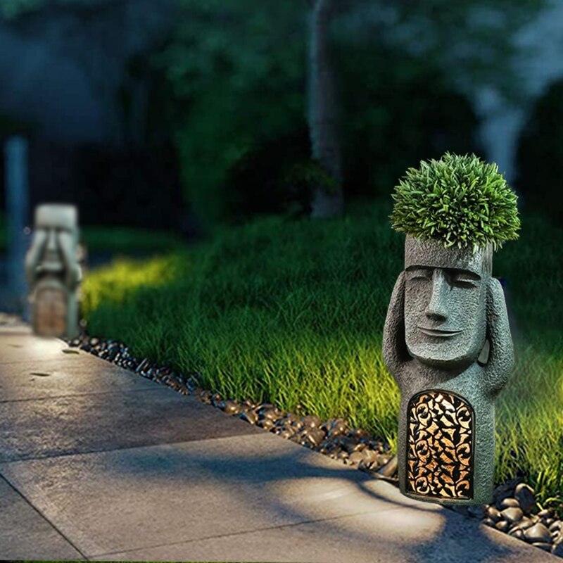 Easter Island Statue Garden Planter | Resin Material | Three Character Variants | Isleglow