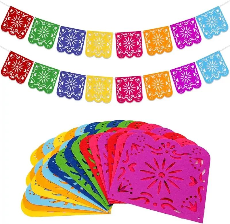 Papel Picado Girlande Dia de los Muertos | Bunte Fahnen-Deko für Mexiko-Party & Karneval | Wetterfest für Innen und Außen 7