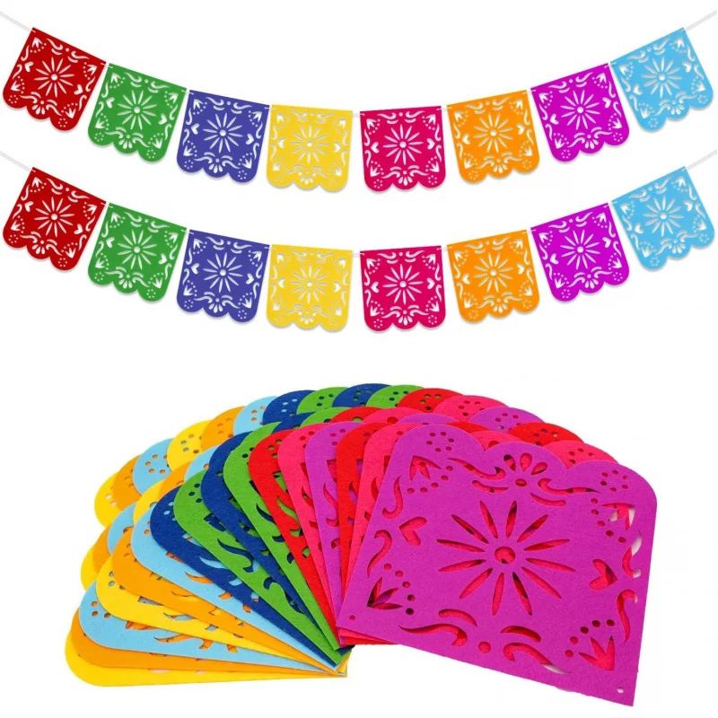 Papel Picado Girlande Dia de los Muertos | Bunte Fahnen-Deko für Mexiko-Party & Karneval | Wetterfest für Innen und Außen 1