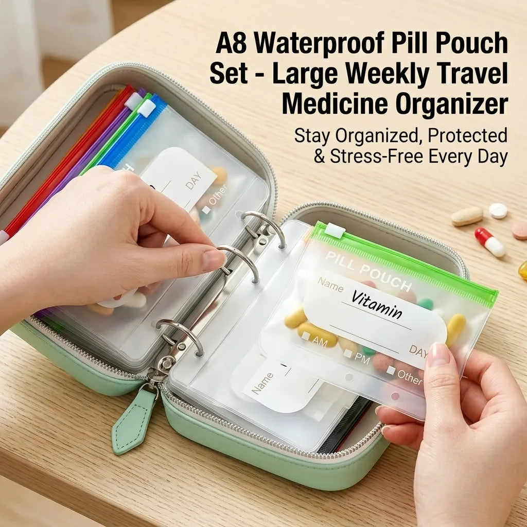 Pillenorganizer | Wasserdichte Beutel zum Beschriften | Wochenübersicht | PillPocket