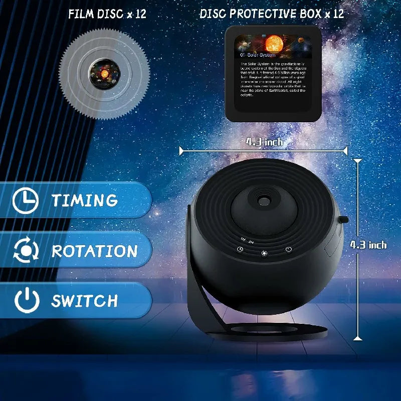 Planetarium-Projektor 360 Grad drehbar 12 Filmscheiben mit 4-Stunden-Timer 8