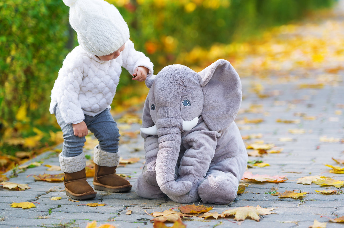 Plüsch-Elefant-Kissen aus weichem Plüsch | Weiche PP-Füllung zum Kuscheln | In fünf Farben für Kinderzimmer, Bett und Sofa