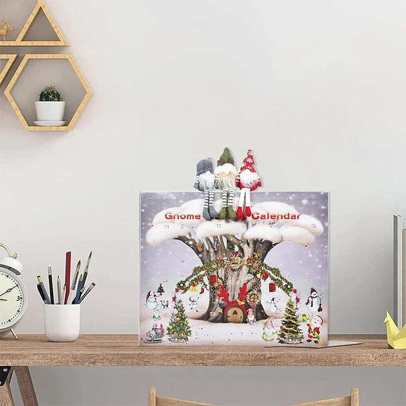 Plüsch-Wichtel Adventskalender handgefertigt 24 Fächer mit Filzhut 12