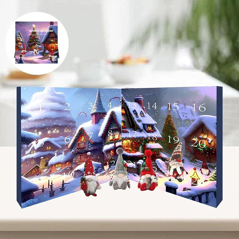 Plüsch-Wichtel Adventskalender handgefertigt 24 Fächer mit Filzhut 19