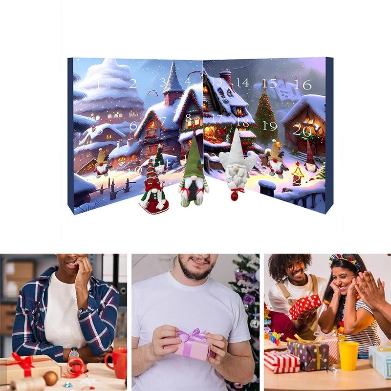Plüsch-Wichtel Adventskalender handgefertigt 24 Fächer mit Filzhut 3