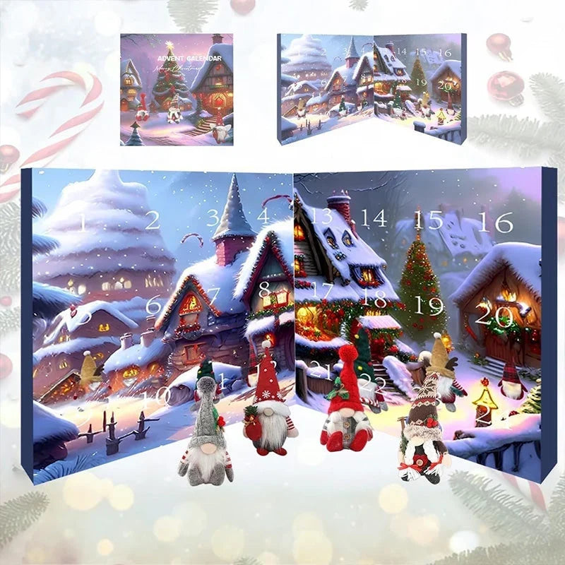 Plüsch-Wichtel Adventskalender handgefertigt 24 Fächer mit Filzhut 4