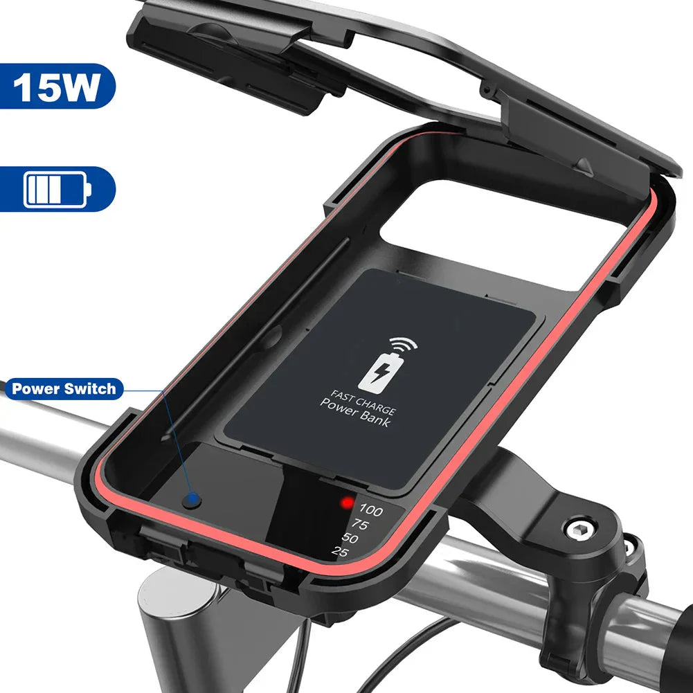 Powerbank Fahrradhalterung | Wasserdicht Touchscreen | Universal Zoll Lenker | Voltride