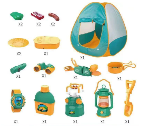 Camping-Spielset mit Zelt, Lampe, Kompass und Zubehör | Praktischer Rucksack zum Verstauen | Ideal für Kinder ab 3 Jahren 4