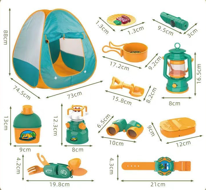 Camping-Spielset mit Zelt, Lampe, Kompass und Zubehör | Praktischer Rucksack zum Verstauen | Ideal für Kinder ab 3 Jahren 2
