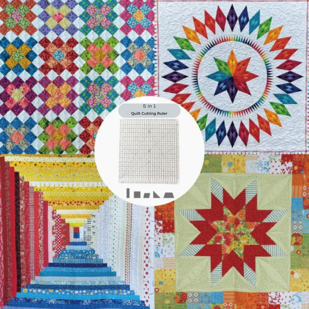 5-i-1-quiltlinealsæt | Lige snit og vinkler | Skridsikkert | QuiltLine