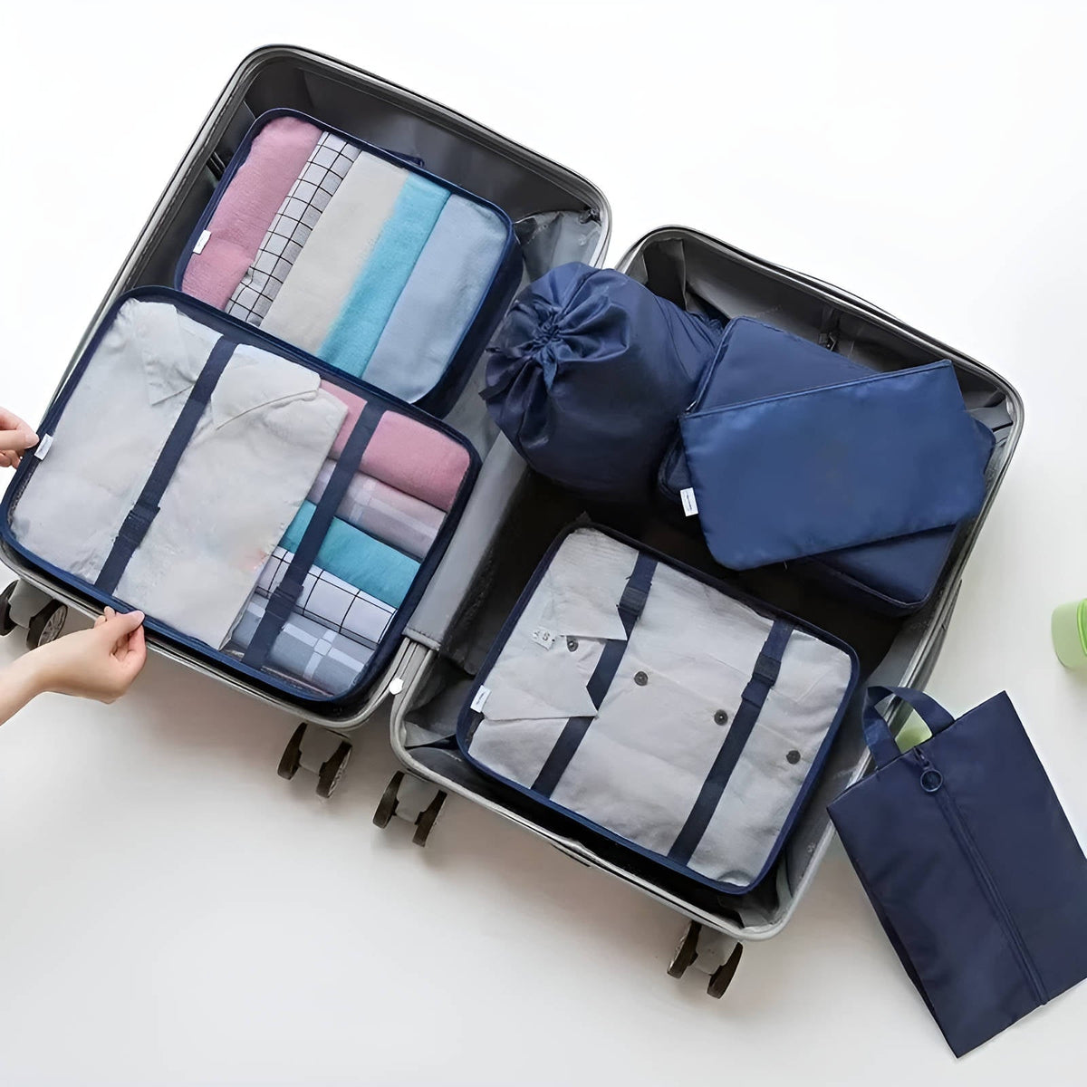 Reise-Packwürfel Set Kompressionsdesign mit separatem Schuhfach