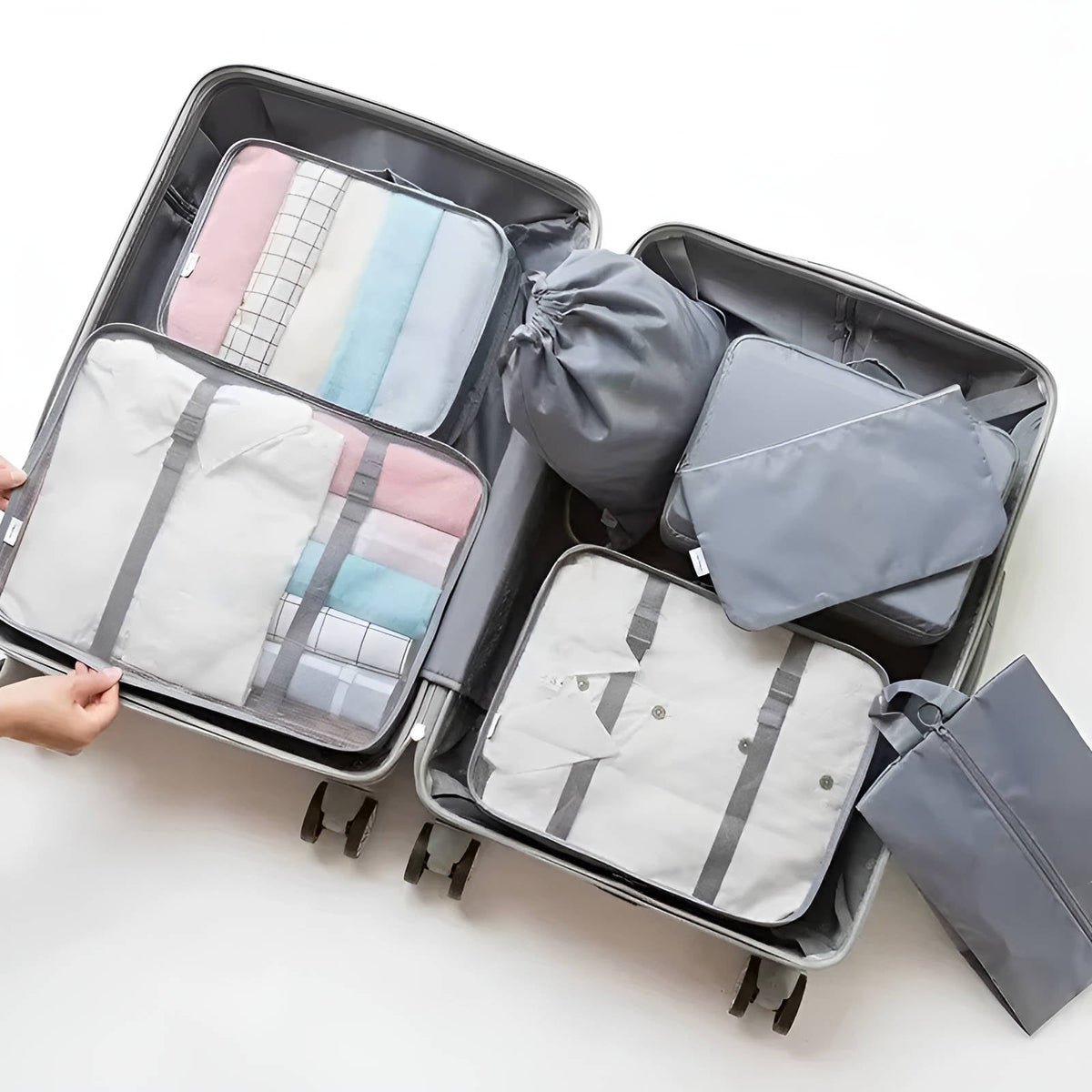 Reise-Packwürfel Set Kompressionsdesign mit separatem Schuhfach