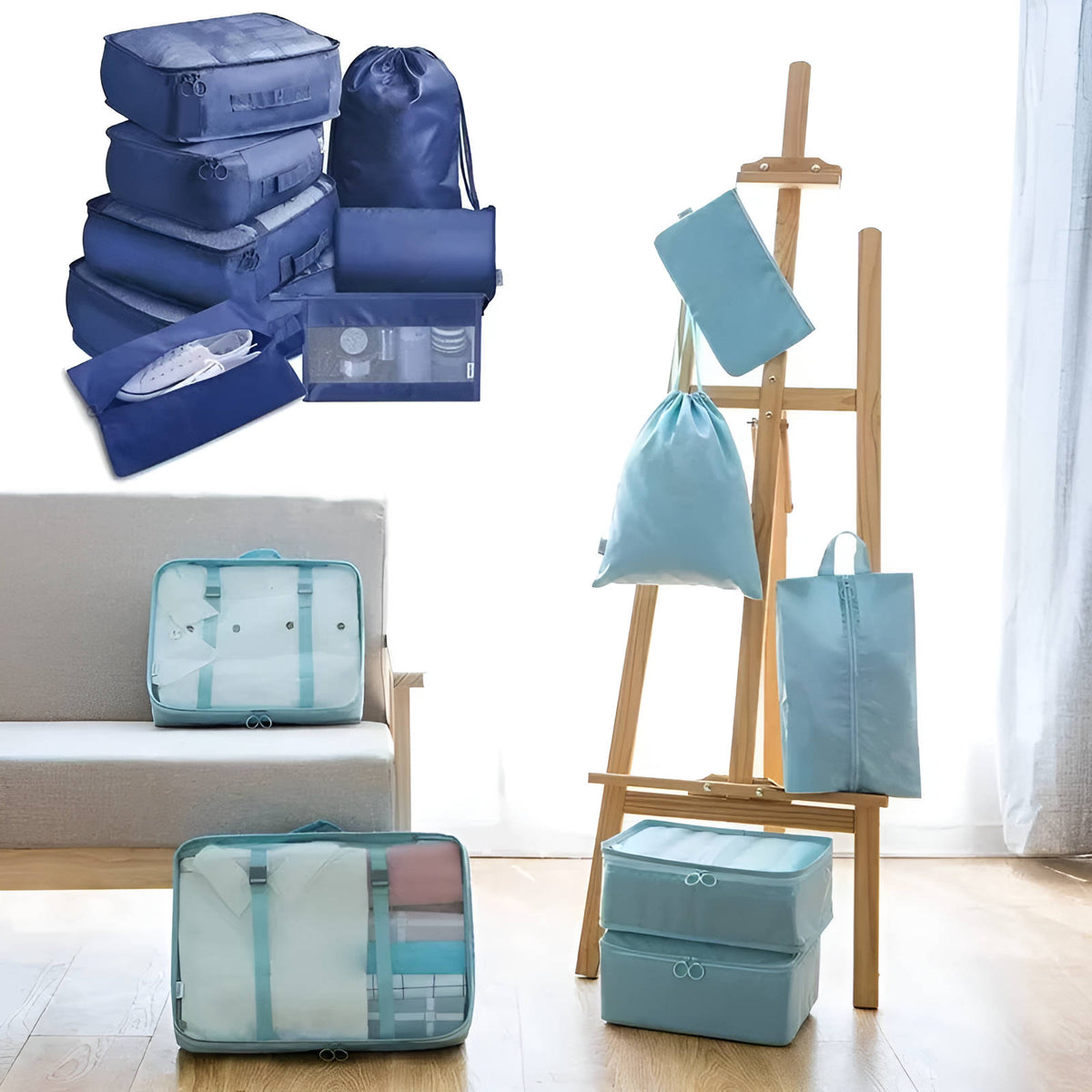 Reise-Packwürfel Set Kompressionsdesign mit separatem Schuhfach