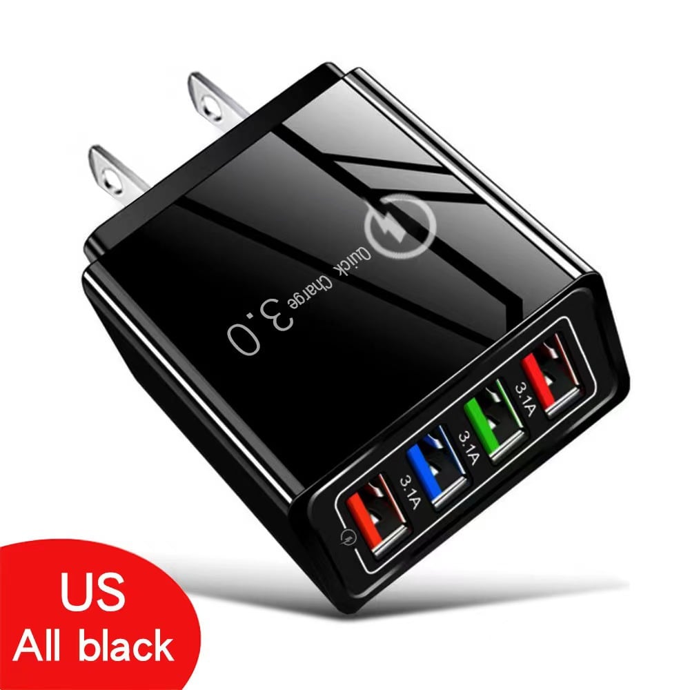 Reiseladegerät mit vier Anschlüssen | Je 3,1 A pro USB-Port | Kompaktes Mehrfach-Ladegerät | PowerPort