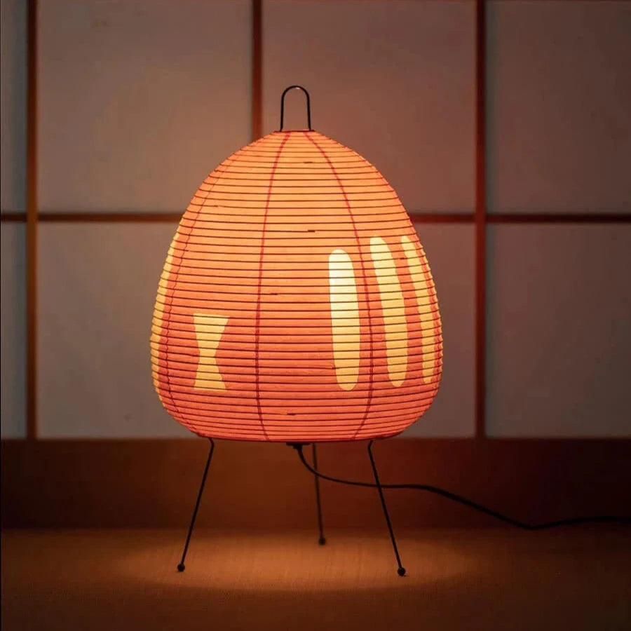 Reispapierlampe | Japanische Tischlampe | Sanftes Wabi Sabi Licht | HikariGlow