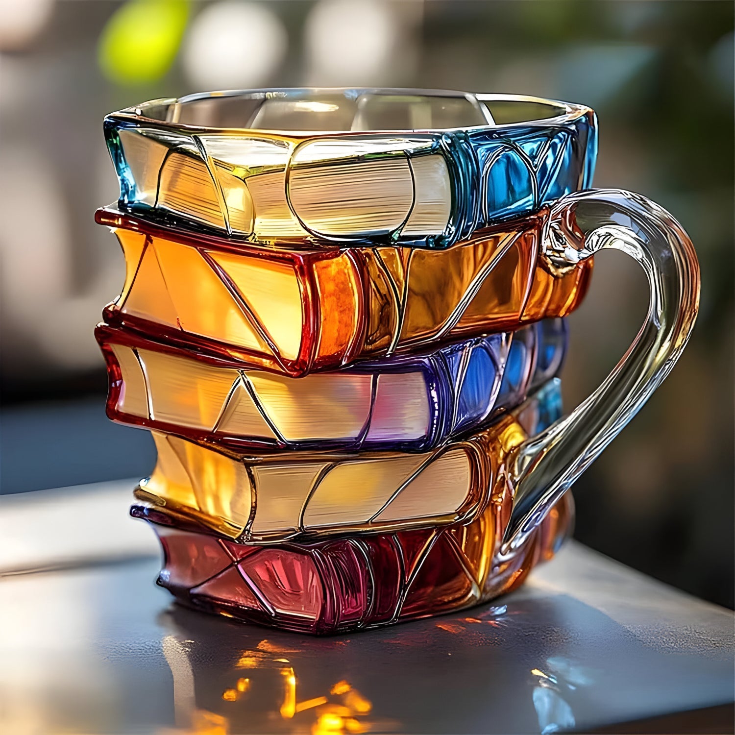 Resin Becher | 3D Buch Design Tasse | Handgefertigt & Bunt | Für Kaffee & Tee | BookLume