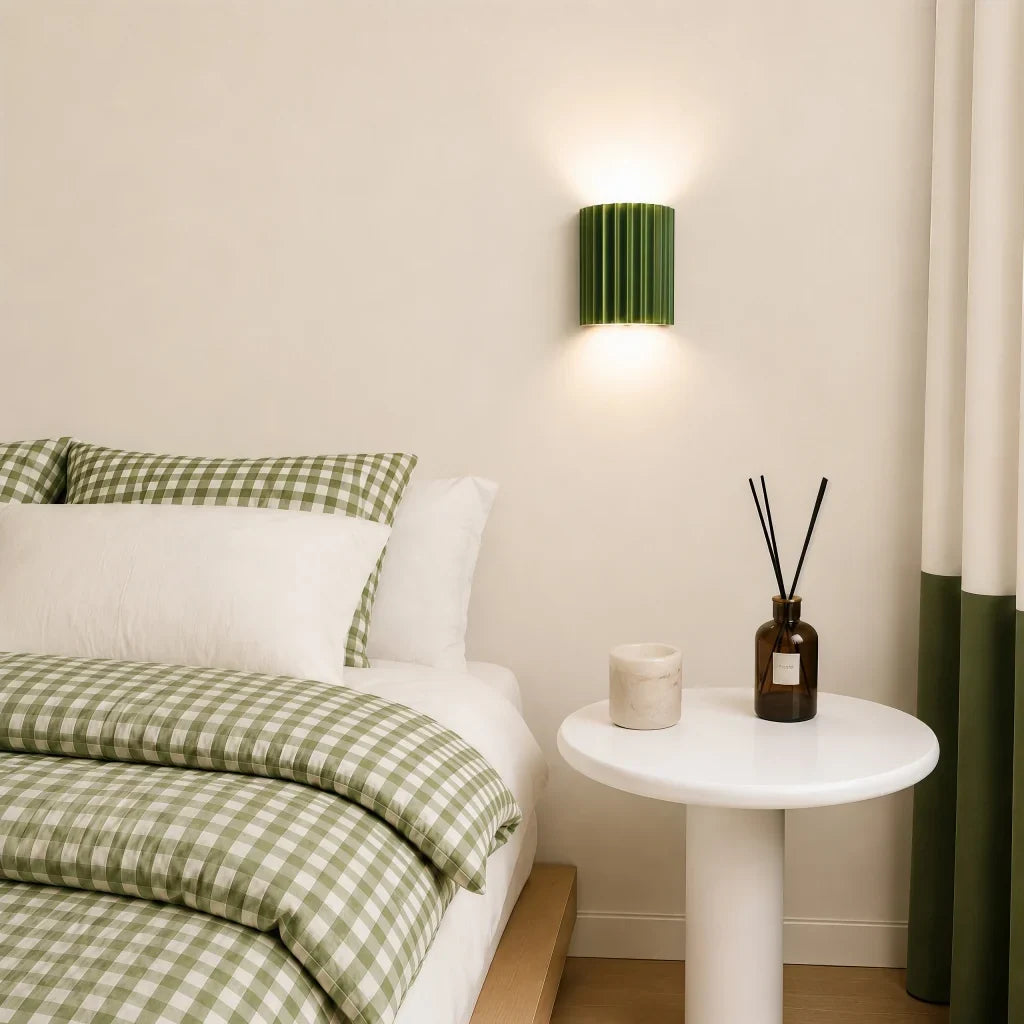 Gerippte Wandleuchte aus Harz | Strukturierte Oberfläche im Boho-Stil | Warmes Licht für Wohnzimmer, Schlafzimmer & Flur 3