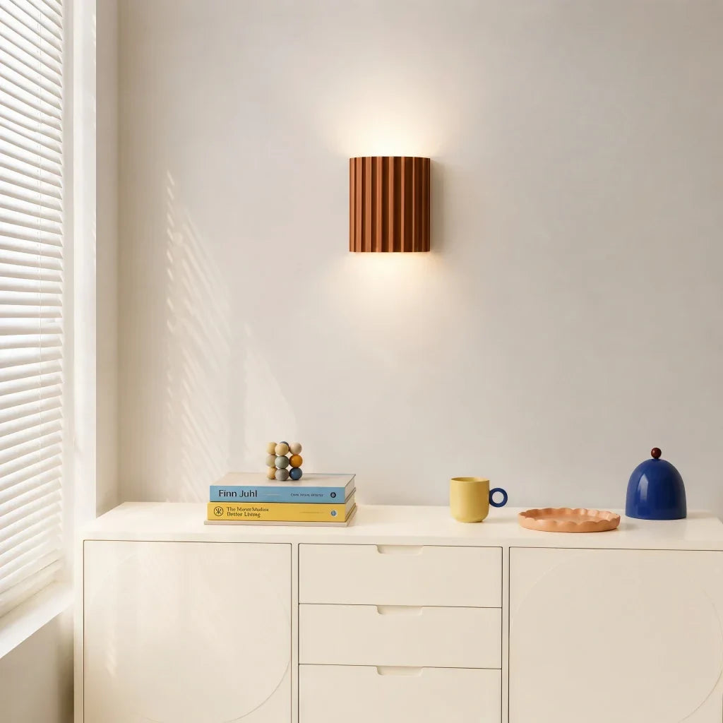 Gerippte Wandleuchte aus Harz | Strukturierte Oberfläche im Boho-Stil | Warmes Licht für Wohnzimmer, Schlafzimmer & Flur 6