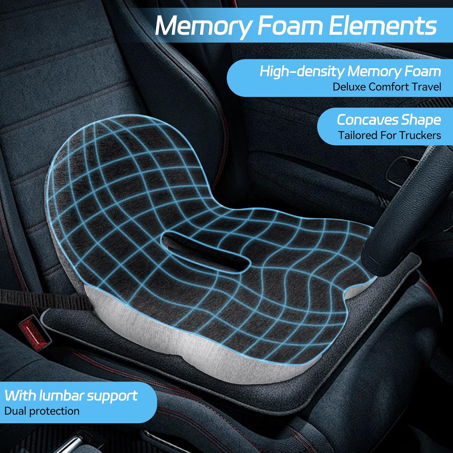 Rutschfestes Sitzkissen | Aus Memory-Foam | Ergonomische Entlastung | PosturePro