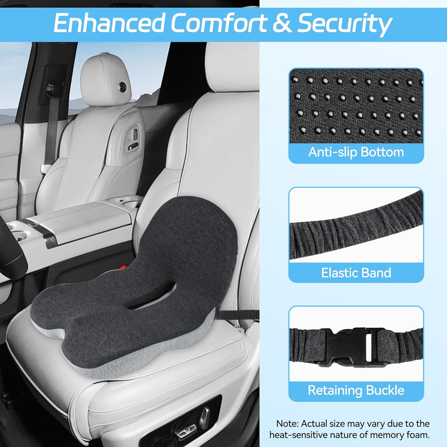 Rutschfestes Sitzkissen | Aus Memory-Foam | Ergonomische Entlastung | PosturePro