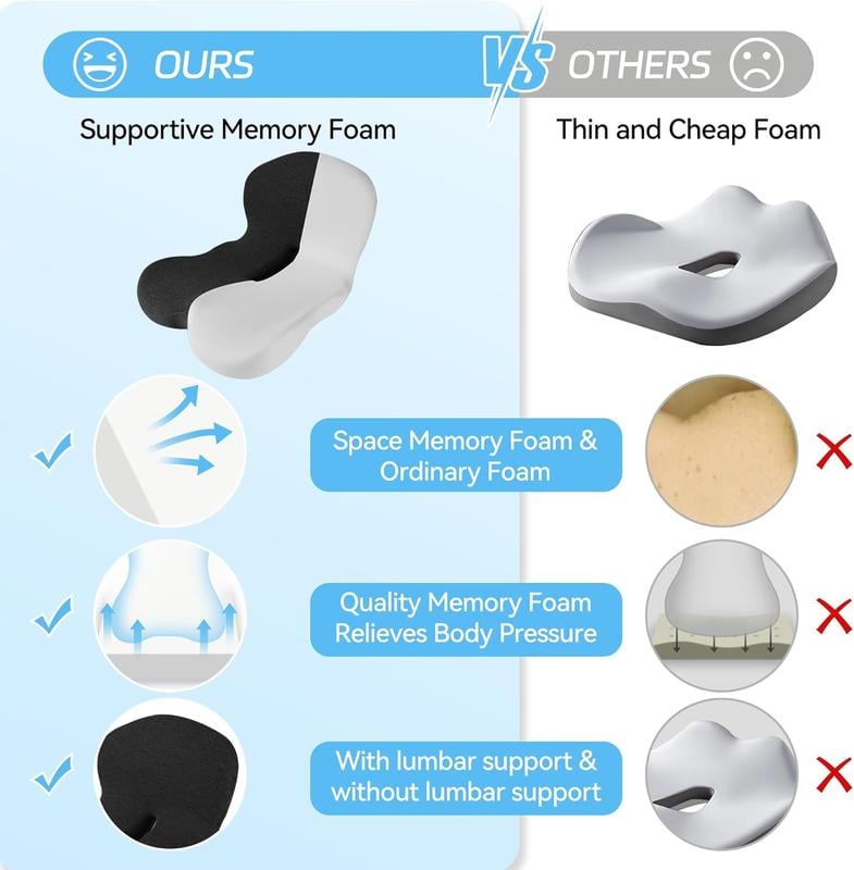 Rutschfestes Sitzkissen | Aus Memory-Foam | Ergonomische Entlastung | PosturePro