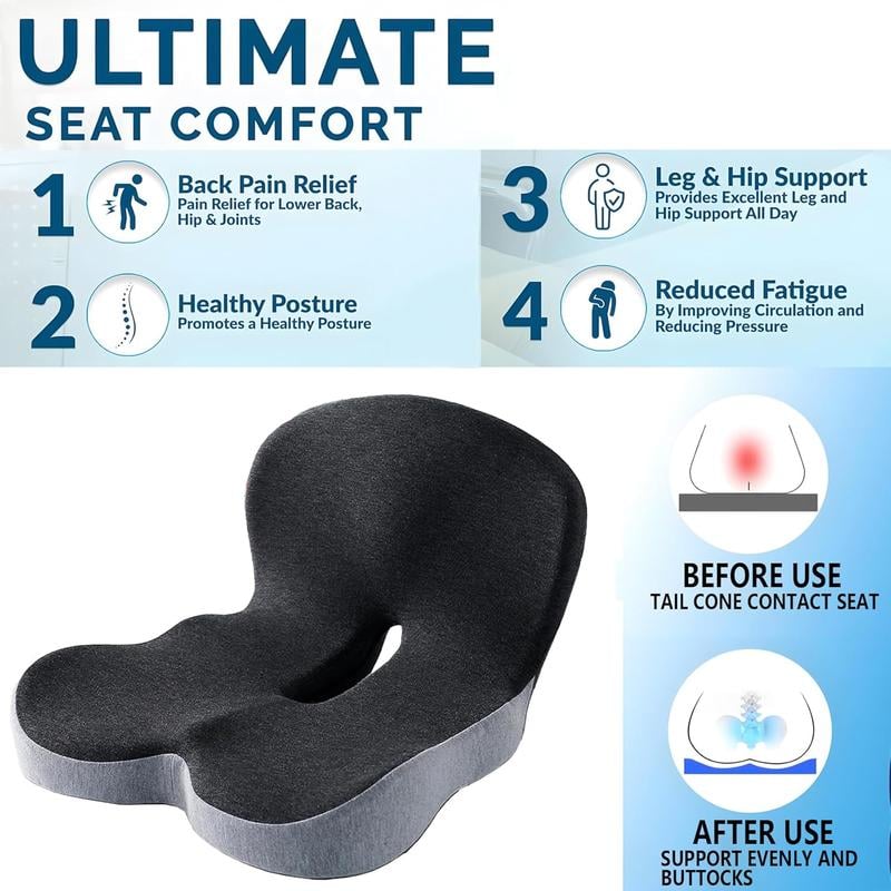 Rutschfestes Sitzkissen | Aus Memory-Foam | Ergonomische Entlastung | PosturePro