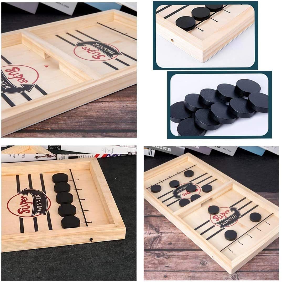 Tischfußball & Shuffleboard Spielset aus Holz | 2-in-1 Spielkombination für 2 Spieler | Kompakt & Tragbar für Zuhause & Unterwegs 7