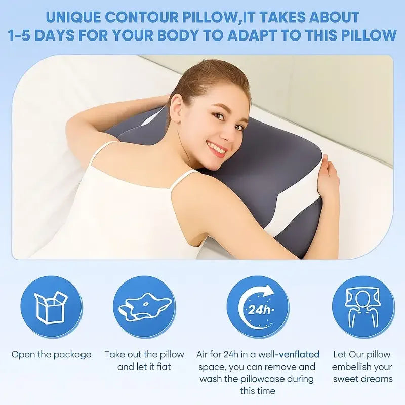 Coussin ergonomique pour le cou en mousse à mémoire de forme | Forme papillon | 2 zones de hauteur | NeckNest