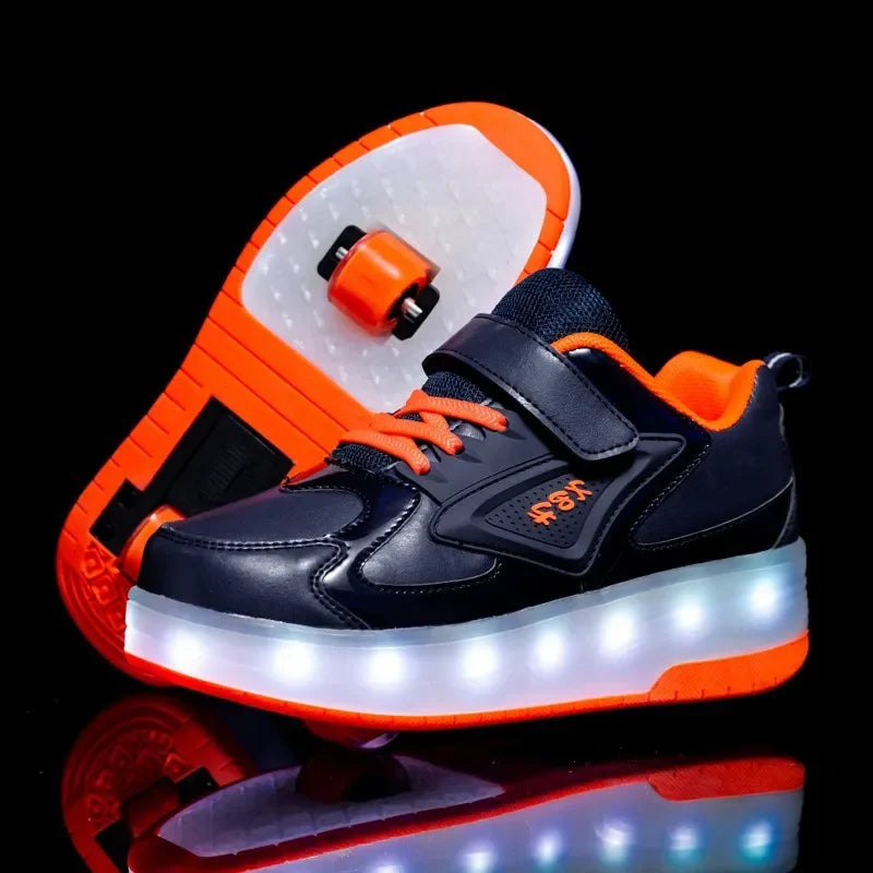 Chaussures à roulettes LED pour enfants | Roulettes escamotables | Semelle lumineuse | RollBeam
