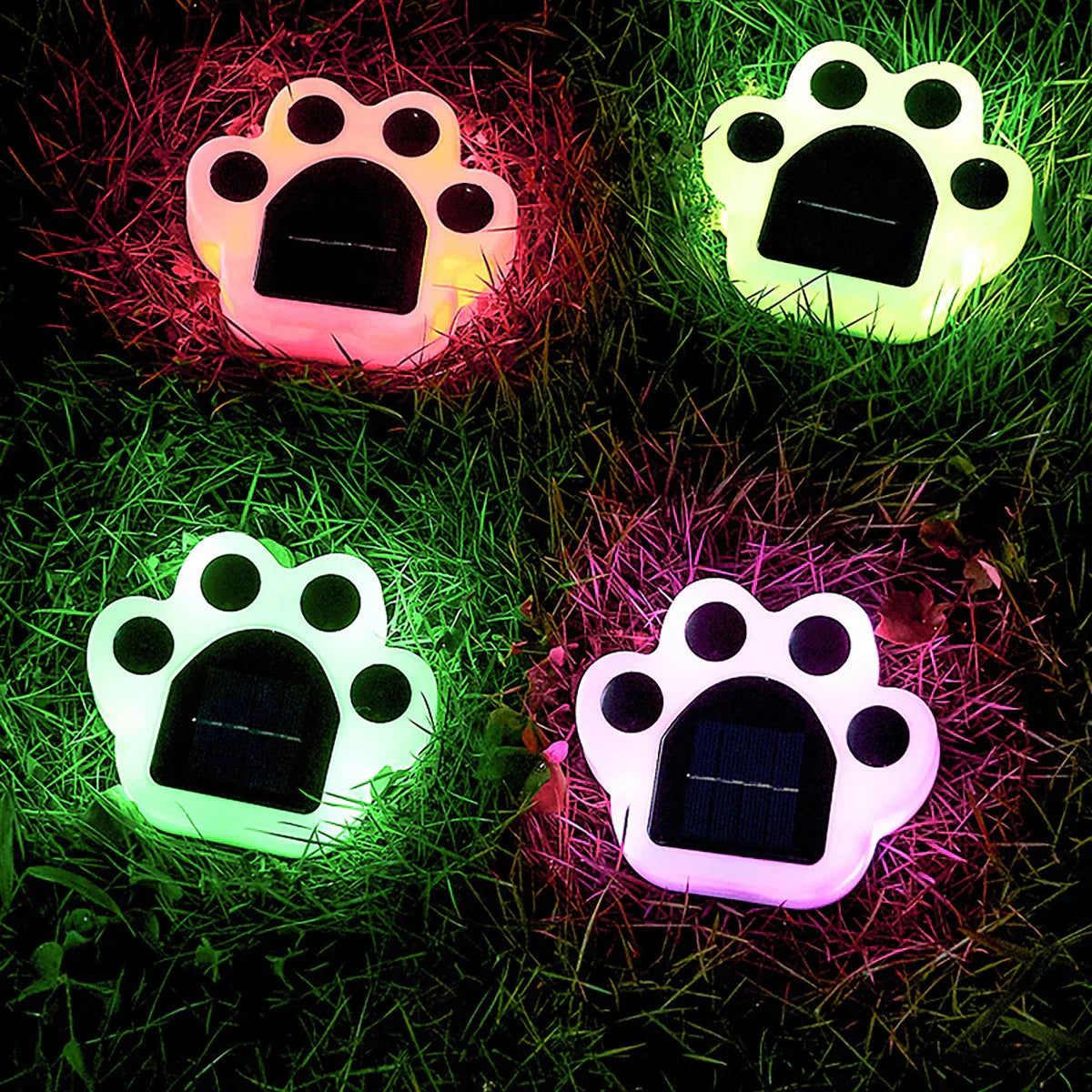 Solar LED Pfotenleuchten für Garten und Weg | 9 Std. Leuchtdauer | Hundepfoten-Motiv | Trailpaws