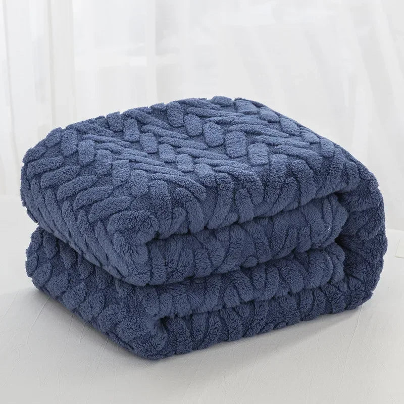 Jacquard-Fleecedecke Baumwollfleece 150 x 200 cm | Beige, Blau, Marineblau, Kaffee | Beidseitig weich für Herbst & Winter 9