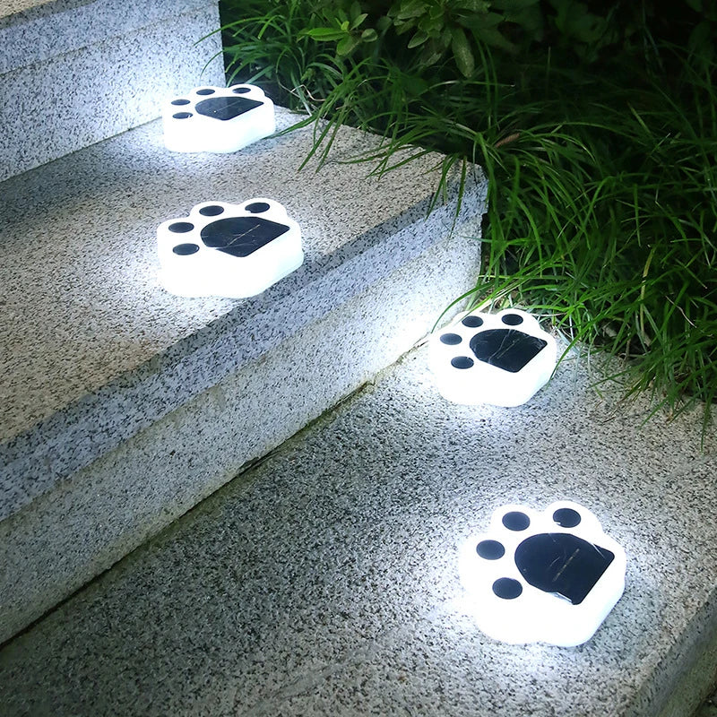 Solar LED Pfotenleuchten für Garten und Weg | 9 Std. Leuchtdauer | Hundepfoten-Motiv | Trailpaws
