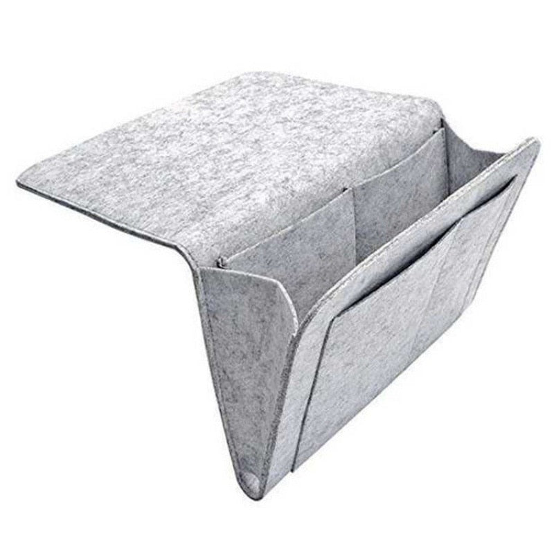 Sac de rangement multifonctionnel en feutre pour lit | 5 compartiments | Organisateur de table de chevet pour canapé | Pockway