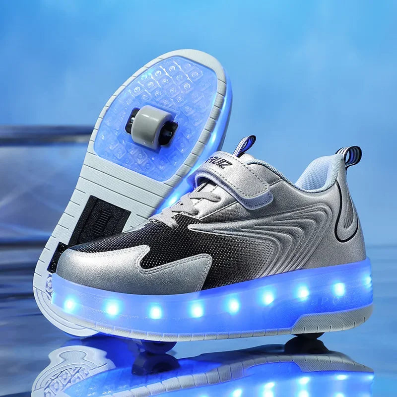 Chaussures à roulettes LED pour enfants | Roulettes escamotables | Semelle lumineuse | RollBeam