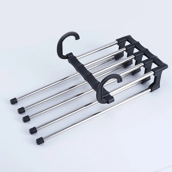 5-in-1 Hosenbügel Organizer aus Edelstahl | Faltbar für 5 Hosen | Platzsparende, knitterfreie Aufbewahrung im Kleiderschrank 14