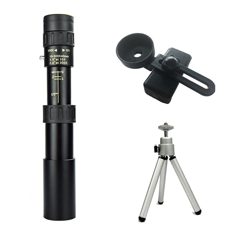 Zoom-Monokular 10-300x | FMC-Vergütung, BAK-4 Prisma | Mit Smartphone-Halter und Stativ für Wandern und Camping 5