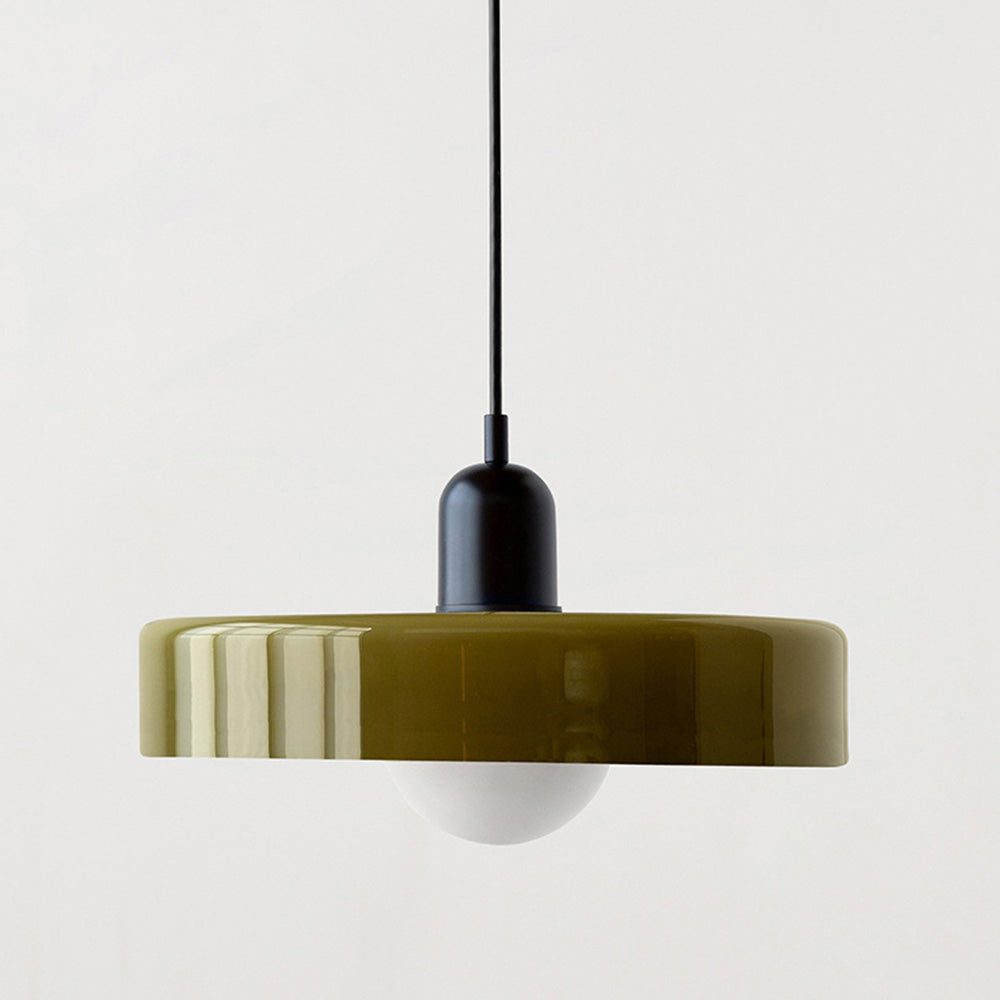 Glas-Pendelleuchte Bauhaus-Stil | Rundes Buntglas mit verstellbarer Hängehöhe | Ideal für Wohnzimmer, Küche und Flur 10