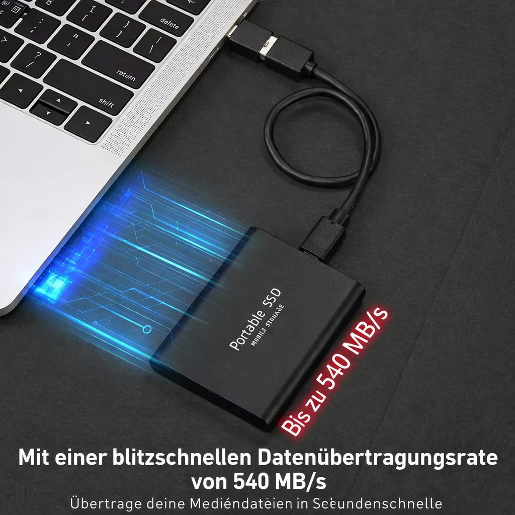 SSD Extern 128GB | USB 3.1 & USB-C | Ultrakompakt | Stoßfestes Design | DataVault