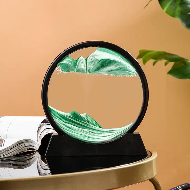 Sandbild Deko Glas | Bewegliche Sandlandschaft | Entspannende Design-Deko | ZenFlow