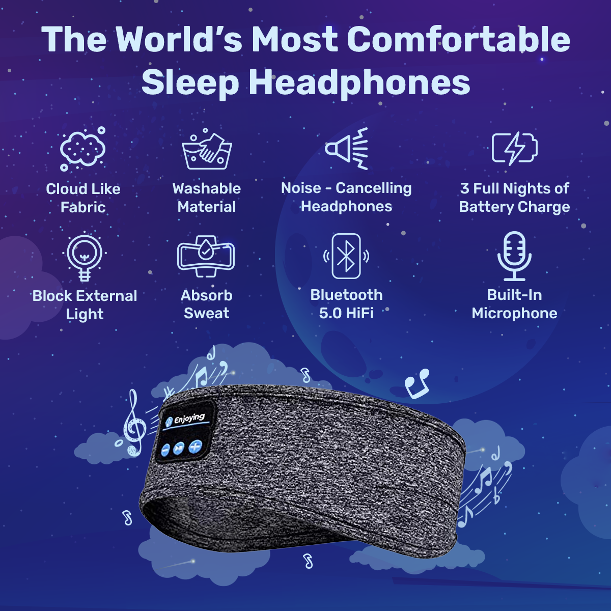 Schlaf Kopfhörer Bluetooth Stirnband | Flache Lautsprecher | Seitenschläfer | Dormix