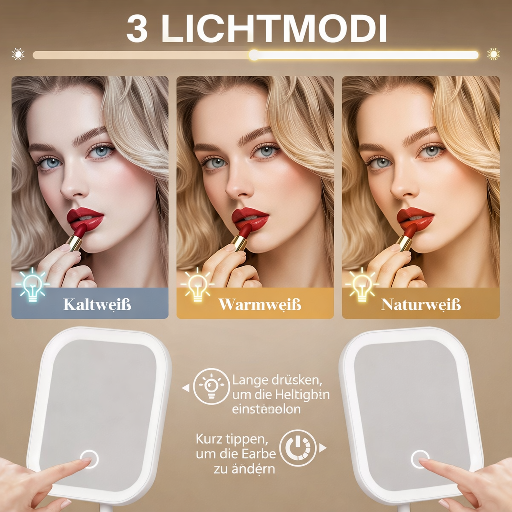 Schminkspiegel Damen | LED Make-up Spiegel | Perfekte Ausleuchtung & Präzises Styling | Miralux