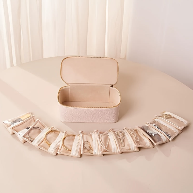 Schmuck-Reisebox | Abnehmbarer Samtbeutel | Sichtfenster | TravelGlam