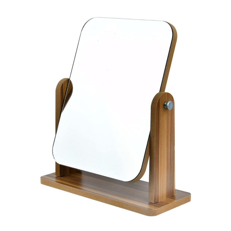 Schreibtischspiegel Holz 18,7 x 26,7 cm | 360 Grad drehbar | Klare Reflexion für Schminktisch, Büro & Ankleidezimmer 4