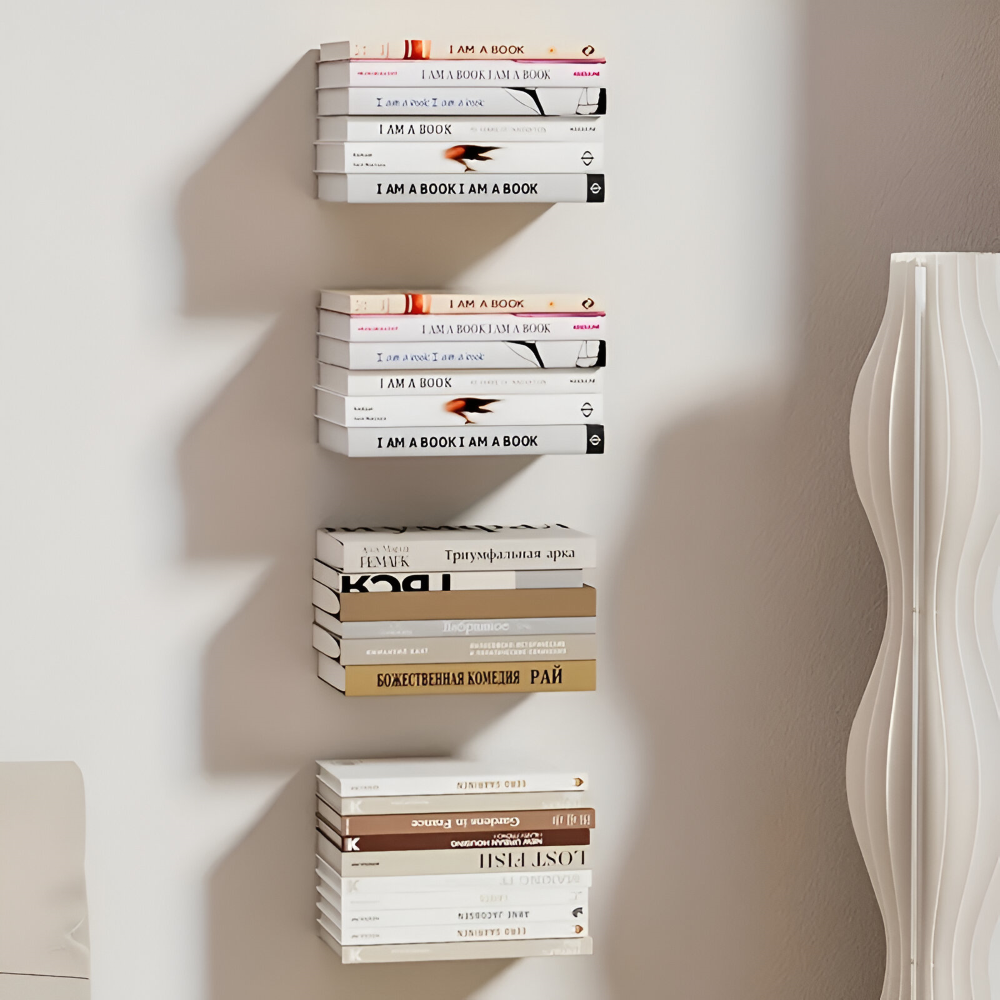 Schweberegal | Unsichtbarer Schwebeeffekt für Bücher | Stabile Wandhalterung aus Eisen | FloatShelf