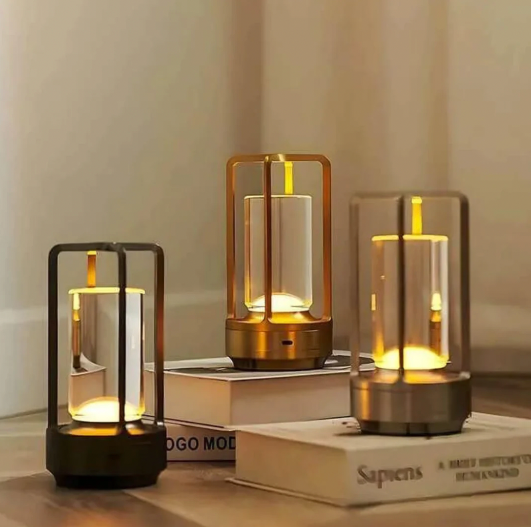 Lampe de table sans fil | Design en cristal | Intensité réglable par commande tactile | CrystalGlow
